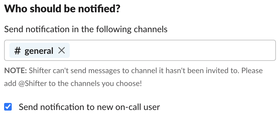 Step 2: Configure Slack channel notifications for shift changes